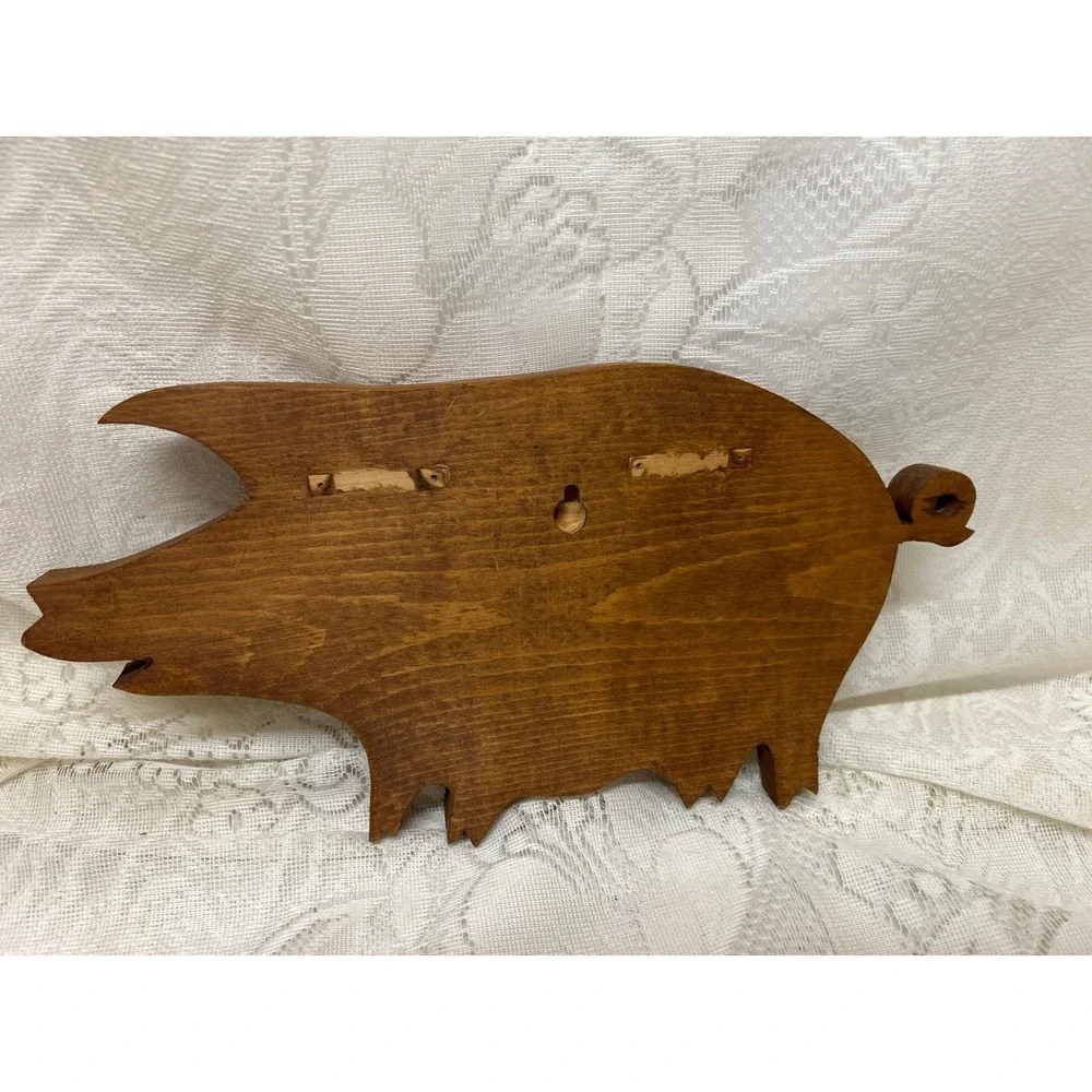Vintage Handmade Pig Roast 1991 Wooden Pig Kitchen Wall Decor Key Holder 6